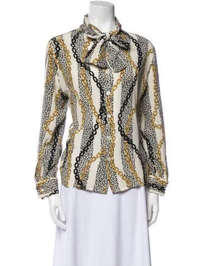 Pre-owned Celine Vintage 1980's Button-up Top In White