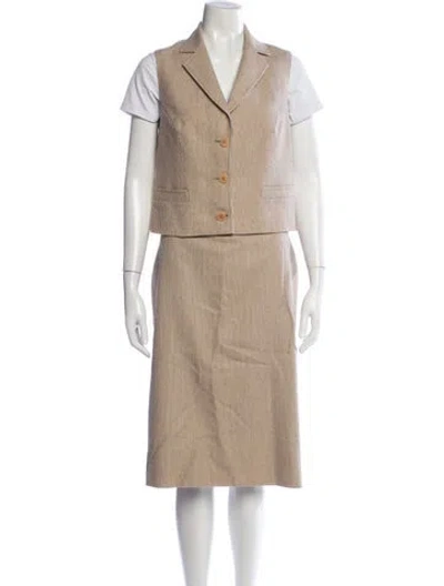Pre-owned Celine Vintage 1980's Skirt Suit In Neutrals