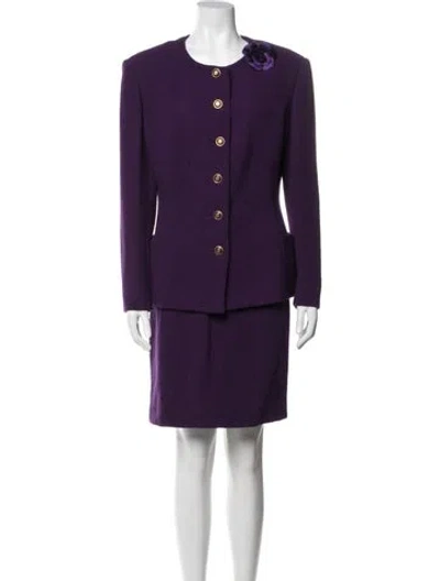 Pre-owned Celine Vintage 1980's Skirt Suit In Purple