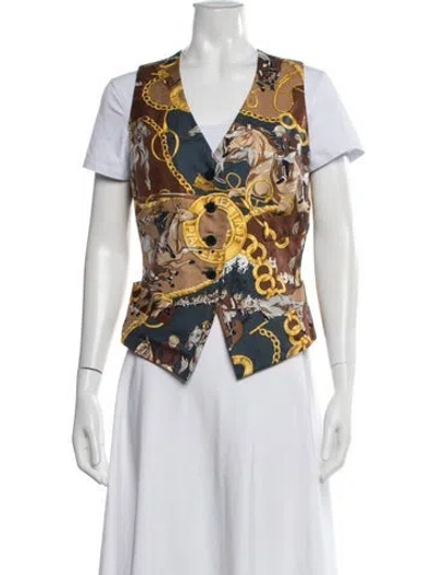 Pre-owned Celine Vintage 1980's Vest In Brown