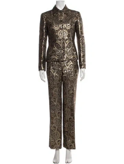 Pre-owned Celine Vintage 2000 Pantsuit W/ Tags In Gold/metallic