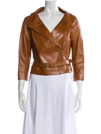 Pre-owned Celine Vintage 2002 Biker Jacket In Brown