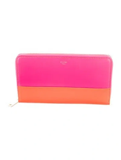 Pre-owned Celine Vintage 2012 Continental Wallet In Orange/pink