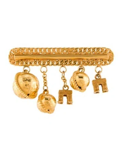 Pre-owned Celine Vintage Arc De Triomphe And Globe Brooch In Multi