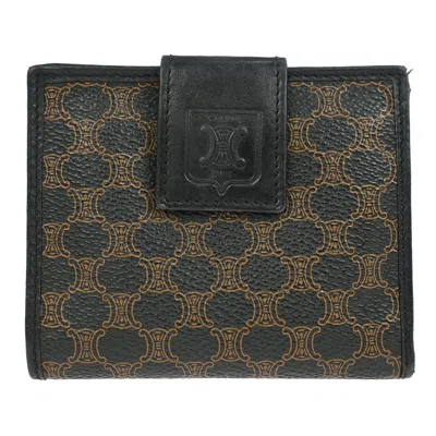 Pre-owned Celine Vintage Bifold Wallet Macadam Coated Canvas Black Pvc Wallets Accessory ()