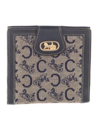 Pre-owned Celine Vintage Canvas Compact Wallet In Neutral