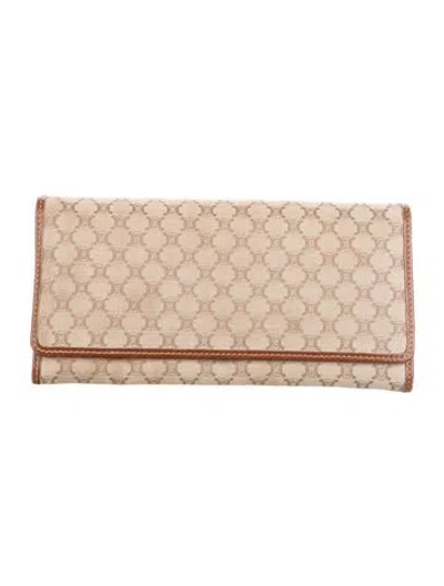 Pre-owned Celine Vintage Canvas Continental Wallet In Neutrals