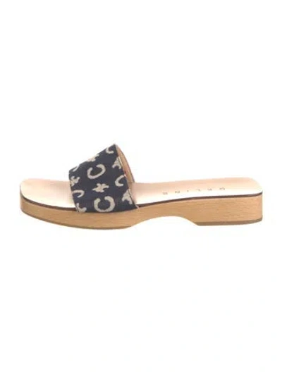 Pre-owned Celine Vintage Canvas Slides In Blue