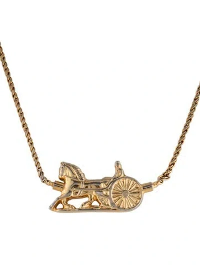 Pre-owned Celine Vintage Carriage Pendant Necklace, 16.75" In Multi
