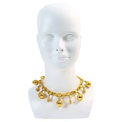 Pre-owned Celine Vintage  Dangling Globe And Arc De Triomphe Necklace Circa 1980s In Multi
