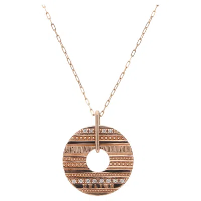 Pre-owned Celine Vintage  Diamond Disc Pendant Necklace In Rose Gold In Red