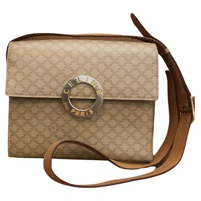 Pre-owned Celine Vintage  Macadam Canvas Box Shoulder Ring Bag In Brown