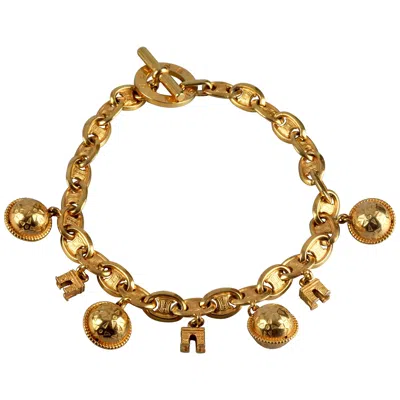 Pre-owned Celine Vintage  Paris Iconic Arc De Triomphe Planet Charms Choker Necklace In Brown