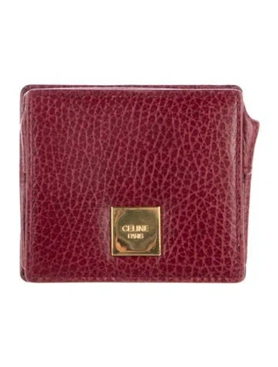 Pre-owned Celine Vintage  Paris Mini Coin Purse Compact Wallet In Red