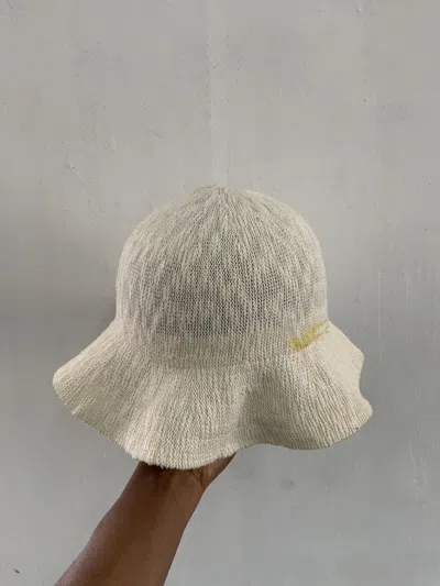 Pre-owned Celine Vintage  Wool Rusty Fade Outdoor Bucket Hat In White