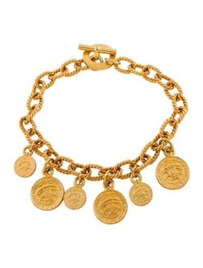 Pre-owned Celine Vintage Coin Charm Collar Necklace, 18" In Multi