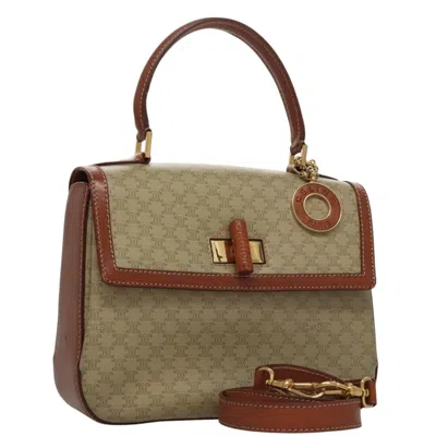 Pre-owned Celine Vintage Convertible Top Handle Bag Macadam Coated Canvas Beige Canvas Bag () In Sand