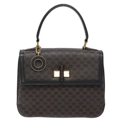Pre-owned Celine Vintage Convertible Top Handle Bag Macadam Coated Canvas Black Canvas Handbag ()