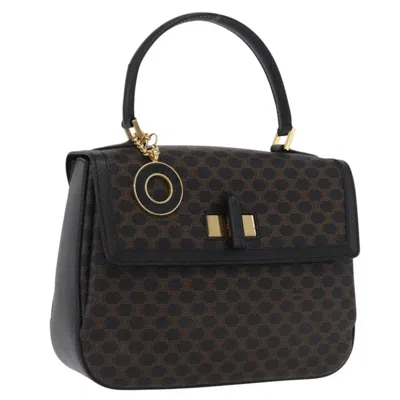 Pre-owned Celine Vintage Convertible Top Handle Bag Macadam Coated Canvas Black Canvas Handbag ()
