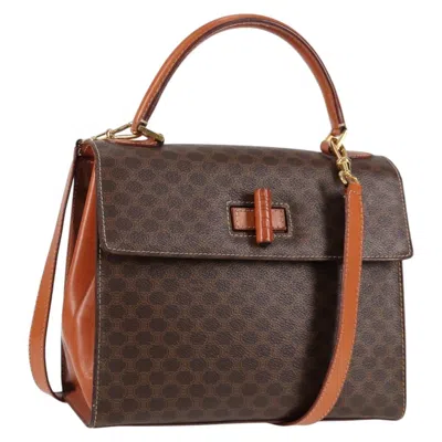 Pre-owned Celine Vintage Convertible Top Handle Bag Macadam Coated Canvas Brown Canvas Bag ()