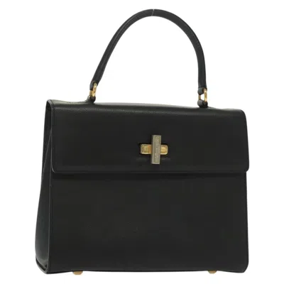 Pre-owned Celine Vintage Convertible Turnlock Top Handle Bag Leather Black Leather Bag ()