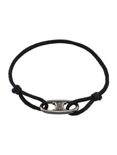 Pre-owned Celine Vintage Cord Triomphe Station Bracelet, 9.25" In Multi