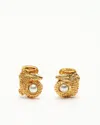 Celine Céline Vintage Crocodile Pearl Clip-on Earrings