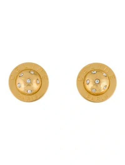 Pre-owned Celine Vintage Crystal Clip On Earrings In Multi