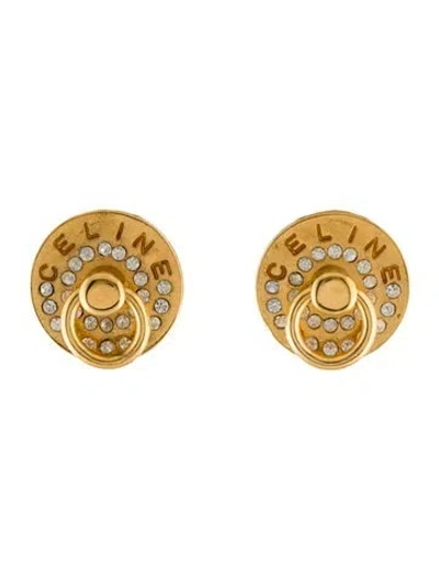 Pre-owned Celine Vintage Crystal Clip-on Earrings In Transparent