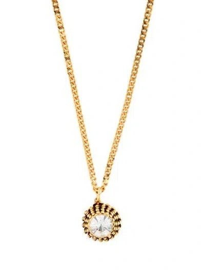 Pre-owned Celine Vintage Crystal Pendant Necklace, 17.25" In Transparent