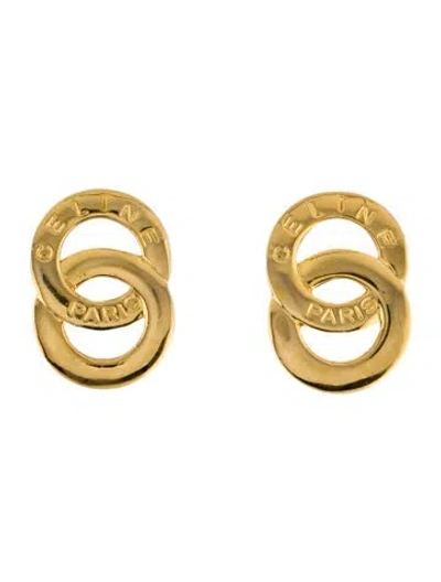 Pre-owned Celine Vintage Double Ring Clip On Earrings In Multi
