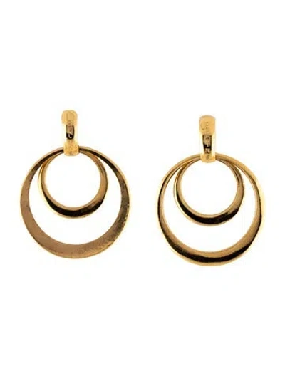 Pre-owned Celine Vintage Drop Hoop Clip On Earrings In Multi