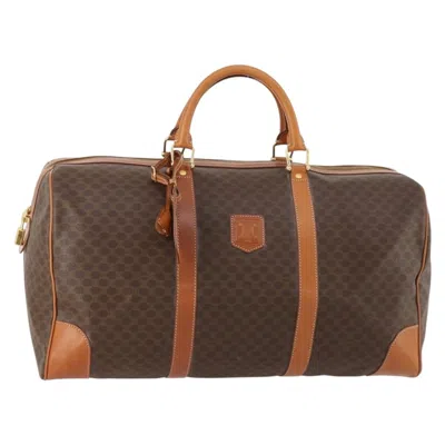Pre-owned Celine Vintage Duffle Bag Canvas And Leather Brown Canvas Travel Bag Bag ()
