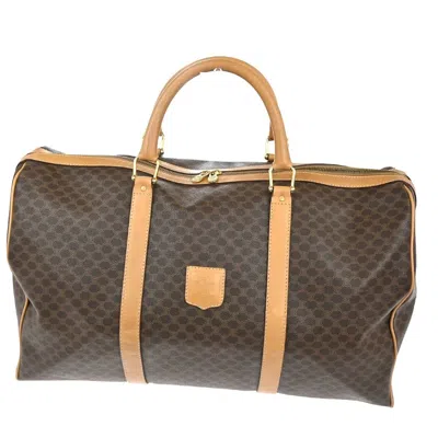 Pre-owned Celine Vintage Duffle Macadam Coated Canvas Brown Pvc Travel Bag Bag ()