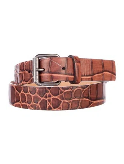 Pre-owned Celine Vintage Embossed Leather Belt In Brown