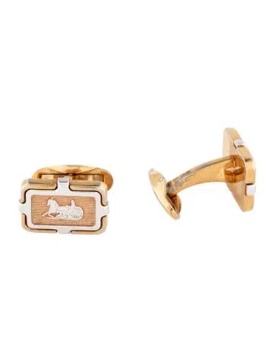 Pre-owned Celine Vintage Enamel Carriage Cufflinks In Multi