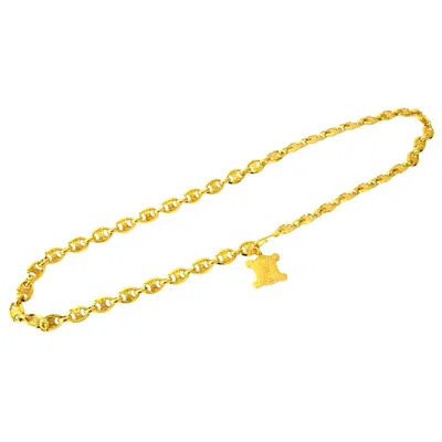 Pre-owned Celine Vintage Gold Logo Chain Link Mariner Charm Waist Belt