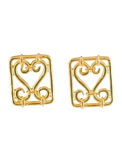 Pre-owned Celine Vintage Heart Clip-on Earrings In Multi