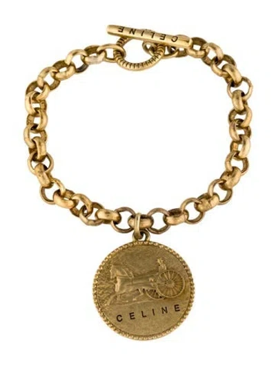 Pre-owned Celine Vintage Horse & Carriage Charm Bracelet, 6.25" In Multi