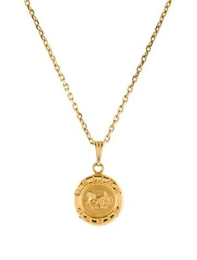 Pre-owned Celine Vintage Horse Carriage Pendant Necklace, 16.5" In Multi