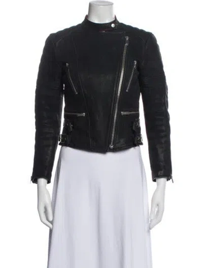 Pre-owned Celine Vintage Lambskin Biker Jacket In Blue