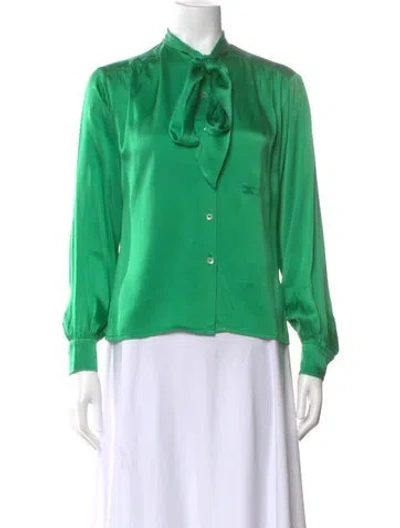 Pre-owned Celine Vintage Late 1970's - Early 1980's Blouse In Green