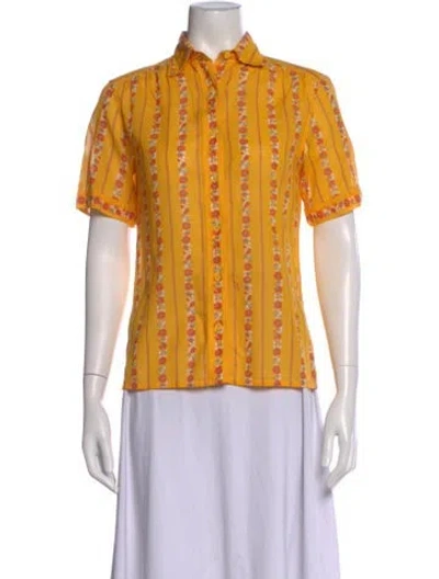 Pre-owned Celine Vintage Late 1970's - Early 1980's Blouse In Yellow