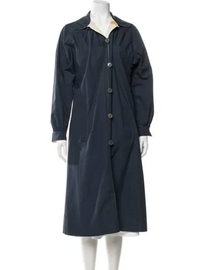 Pre-owned Celine Vintage Late 1970's - Early 1980's Trench Coat In Blue