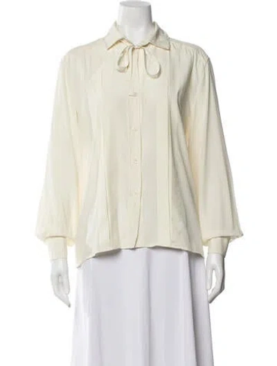 Pre-owned Celine Vintage Late 1980's - Early 1990's Blouse In Neutral