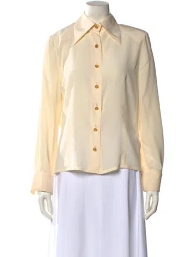 Pre-owned Celine Vintage Late 1980's - Early 1990's Button-up Top In Neutral