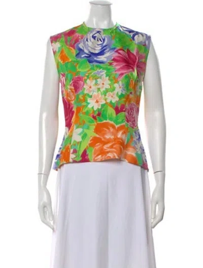 Pre-owned Celine Vintage Late 1980's - Early 1990's Top In Green