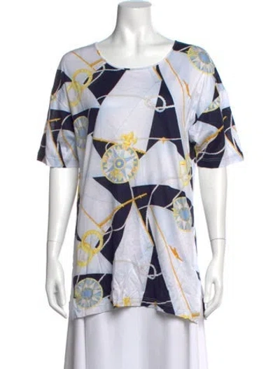 Pre-owned Celine Vintage Late 1980's - Early 1990's T-shirt In Blue