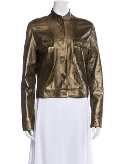 Pre-owned Celine Vintage Late 1990's - Early 2000's Biker Jacket In Gold