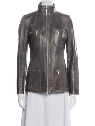 Pre-owned Celine Vintage Late 1990's - Early 2000's Biker Jacket In Grey